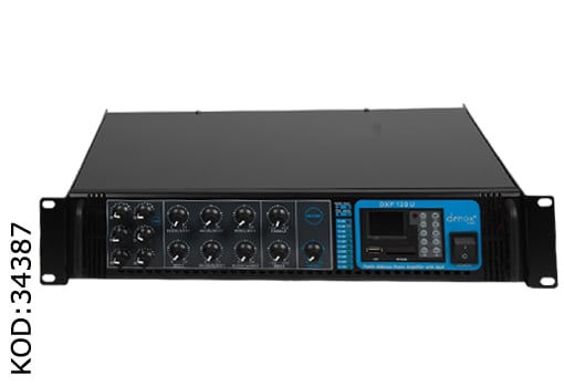 Denox DXV-120U 120W 100V / 70V 4-16 Ohm USB-SD 6 Bölgeli 3 Mik.Girişli Trafolu Mixer Anfi