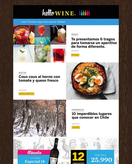 hello WINE Newsletter Design Example